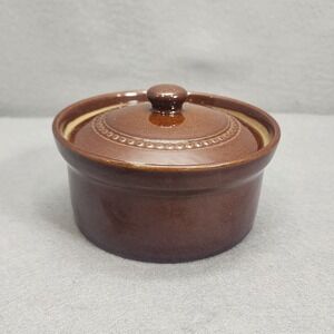 Pearsons of Chesterfield Lidded‎ Crock Brown Beaded Stoneware England Small 5in